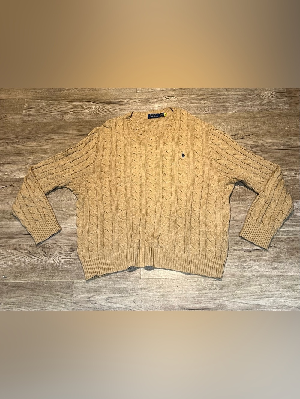 Polo by Ralph Lauren Men's Cable Crewneck Sweater in Camel Tan
